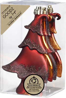 Produktbild von Christbaumschmuck Tannenbäume 14cm Kunststoff 4er Set - Flame Mix