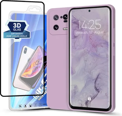 Produktbild von Hülle für Xiaomi 13 Pro 5G mit 9H Displayglas Displayschutz Plus Case Cover Bumper Silikon Softgrip Schutzhülle Farbe: Lila