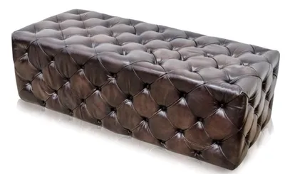 Zdjęcie produktu dla Casa Padrino podnóżek Chesterfield z prawdziwej skóry brązowy 144 x 64 x h. 46 cm - Luksusowe meble