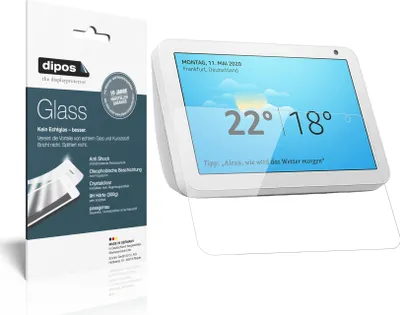 Produktbild von 2x Schutzfolie für Amazon Echo Show 8 - Anti-Shock 9H Folie dipos Glass Kunststoffglas