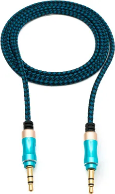 Produktbild von SYSTEM-S Audio Kabel 100 cm Stereo AUX Klinke 3,5mm Stecker zu Stecker geflochten in Blau