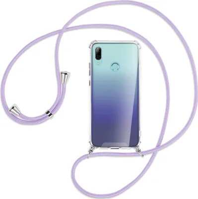 Produktbild von Handykette Backcover-Schutzhülle mit Band (Metall silberfarben) für Huawei P Smart 2019 / Honor 10 Lite - violett