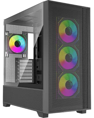 Produktbild von Xilence Xilent Flux, Midi Tower, PC, Schwarz, EATX, ATX, micro ATX, Mini-ITX, SPCC, Acrylnitril-Butadien-Styrol (ABS), Metall, Gehärtetes Glas, Rot, Grün, Blau