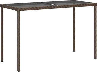 Produktbild von vidaXL Gartentisch mit Glasplatte Braun 115x54x74 cm Poly Rattan
