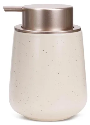 Zdjęcie produktu dla Dozownik do mydła ceramiczny, beżowy, pojemność 350 ml, wielokrotnego napełniania, z dużą głowicą pompki