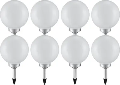 Produktbild von 8er Set LED Solarleuchte, Kugel weiß, H 62 cm