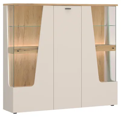 Produktbild von Wohnzimmer Highboard mit 150 cm Breite in Kaschmir und Eiche, 3 Türen - CARMONA-129