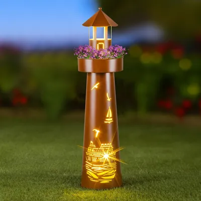 Produktbild von LED Leuchtturm mit Timer Maritim Dekorativ Dekosäule 80cm