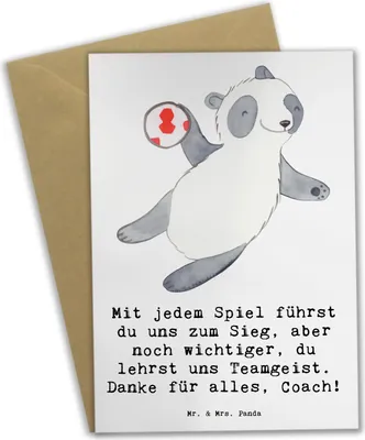 Produktbild von Mr. & Mrs. Panda Glückwunschkarte Handball Trainerin Dankeschön - Weiß - Geschenk, hochzeitskarten, Kompliment, Mit jedem Spiel, Danksagung, Taktik, Botschaft, Erfolg