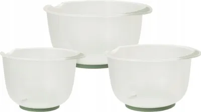 Imagen del producto de Set de 3 cuencos para batir de Excellent Houseware, fabricados en polipropileno, con capacidades de 1,5/2/2,5 litros, en color transparente/verde