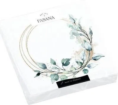 Produktbild von 20 Servietten Golden Leaves Wreath - Blätter am goldenen Ring 33x33cm