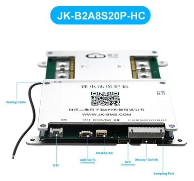 Produktbild von Smart BMS Batteriemanagementsystem - JK-B2A8S20P-HC 4S–8S - 12–36V 200A - Aktives Balancing - Bluetooth RS485 CAN - LiFePO4 Akku