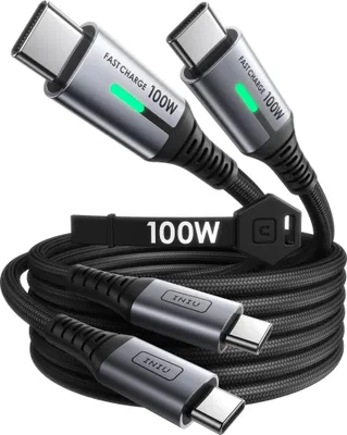 Immagine prodotto di Cavo USB-C a USB-C INIU, 100W, [2m + 2m], cavo di ricarica rapida di tipo C, compatibile con PD 5A e QC 4.0, in nylon