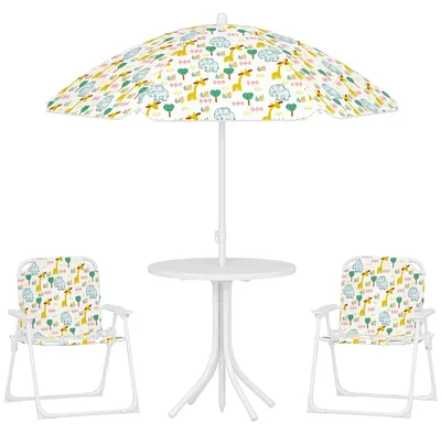 Produktbild von Kinder Sitzecke, Klappstuhl Sitz Set mit Sonnenschirm, Weiß
