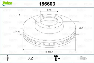 Produktbild von 2x VALEO Bremsscheibe 186603 vorne für VW für Golf IV Schrägheck (1J1) 36 7mm
