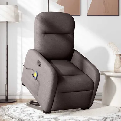 Produktbild von vidaXL Massagesessel mit Aufstehhilfe Dunkelbraun Stoff