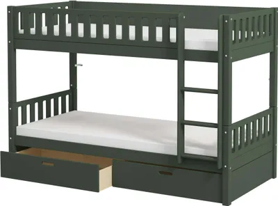 Produktbild von FURNLUX Etagenbett Viggo Grün 90x200cm / Hauptfarbe: Grün / Abmessungen: 102 x 144 x 208 cm