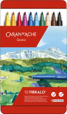 Immagine prodotto di CARAN D'ACHE 185310 CARAN D'ACHE penne a punta in fibra FIBRALO, metallo astuccio da 10
