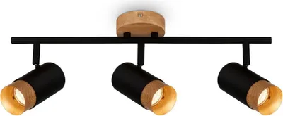 Image de Spot, noir, avec bois, sans 3xGU10/max.9W