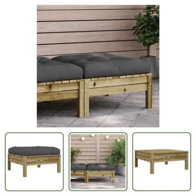 Produktbild von The Living Store Gartenhocker mit Kissen Kiefernholz Imprägniert