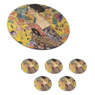 Produktbild von MuchoWow® Okrúhly sklenený podšálok, sada 6 ks Judita II - obraz, Gustav Klimt 10x10x0.3cm Podložky pod poháre - podložky pod nápoje - ochrana
