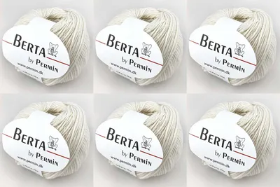 Image de 6 pelotes de Berta by Permin – fil à tricoter en laine et coton  Oeko-Tex (26 blanc cassé)