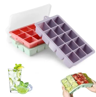 Eiswürfelform 3er-Set, 45 Fächer, Silikon, 3 cm, BPA-frei