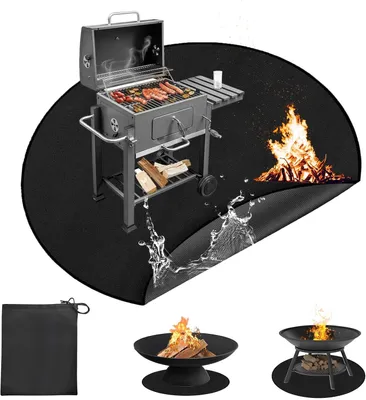 Productafbeelding van Vuurvaste Onderlegger - Hittebeschermingsmat - Terras Beschermen - 3 Lagen Bescherming - 120 cm - Zwart