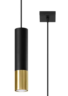 Immagine prodotto di Lampada a sospensione LOOPEZ 1 nero/oro 1xGU10 10W acciaio 100x8x8cm Sollux Lighting