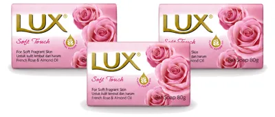 Produktbild von 3 x Lux Soft Touch Seifenstück - Feuchtigkeitsspendend - 80 g - Vorteilspackung - 3 Stücke
