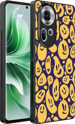 Produktbild von Smartphonica Handyhülle passend für Oppo Reno 11 mit Smiley Gesicht  aufdruck - TPU-Rückseite Fall Emoji Design - Lila Gelb