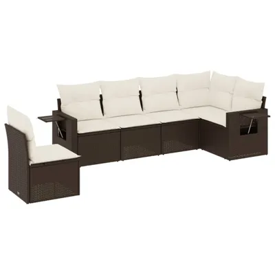 Produktbild von vidaXL 6-tlg. Garten-Sofagarnitur mit Kissen Braun Poly Rattan