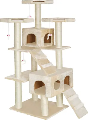 Produktbild von tectake® Kratzbaum Knuti 186 cm inklusive 2 Treppen, 4 Spielmäusen und Kippschutz