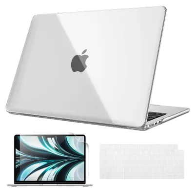 Produktbild von Fintie Hülle Kompatibel mit MacBook Air M5 M4 M3 M2 13.6 Zoll (2026-2022) A3449 A3240 A3113 A2681, Ultradünne Hartschale Schutzhülle Snap Case + Tastaturabdeckungen + Displayschutzfolie, Transparent