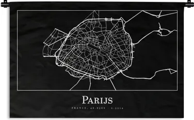 Produktbild von MuchoWow® Wandteppich Wandbehang Paris - Karte - Stadtplan 60x40 cm Tapisserie Dekoration Wandtuch - Wanddekorationen