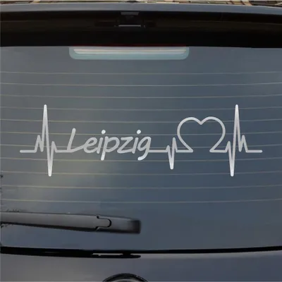 Produktbild von Heckscheibenaufkleber Leipzig Herz Puls Stadt Liebe 55x16 cm Silber Auto Aufkleber Sticker