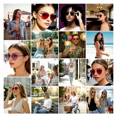 Produktbild von Herzförmige Sonnenbrille für Damen und Herren im Vintage-Stil mit UV400