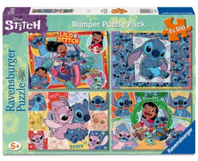 Produktbild von Kinderpuzzle 4x100 Teile - Disney Stitch - Aloha!