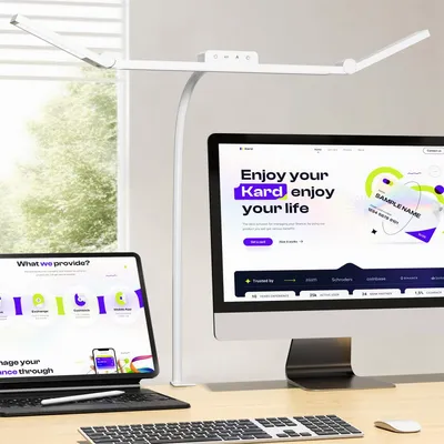Immagine prodotto di Lampada da scrivania KableRika con morsetto, 24W, lampada da scrivania LED con 3 livelli di luminosità, grande lampada da scrivania dal design moderno, 4 temperature di colore, protezione per gli occhi, lampada da ufficio bianca per l'home office