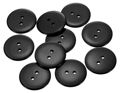 Productafbeelding van Naaiknopen - 10 stuks - 30 mm - 2 gaten - Rond - Zwart - Voor kleding en handwerk