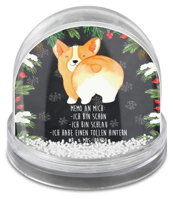 Produktbild von Mr. & Mrs. Panda Weihnachts Schneekugel Corgi Po - Kreidetafel - Geschenk, schnee kugel, Modern, Süß, Hund, Große, Corgie, Positiv, Spruch, Weihnachten, Sprüche