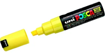 Obrázok produktu pre POSCA PC8K J, 1 kusov, Žltá, Čierna, Kolo, 8 mm, atrament s vodným základom