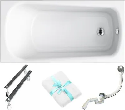 Produktbild von Cersanit | Badewanne - Wanne Rechteckig Nao - 140 x 70 cm - Acryl - Mit Siphon Und Füßen - Weiß