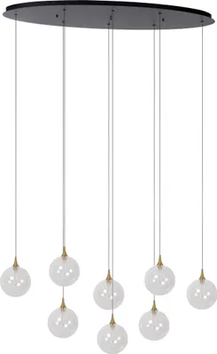 Produktbild von LED Hängelampe Glas Metall 2700 K warmweiß 350 lm H: max. 150 cm Schwarz Kugelschirm Modern