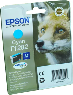 Produktbild von Epson Einzelpackung Cyan T1282 DURABrite Ultra Ink, Zyan, 3,5 ml, Blase