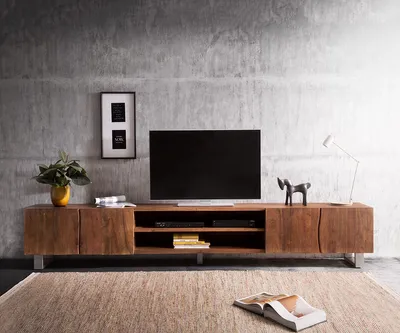 Produktbild von DeLife - Fernsehtisch Live-Edge Akazie Braun 300 cm 2 SchÃŒbe 2 FÀcher Lowboard, Maße: B300 x T46 x H53 cm