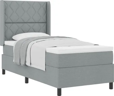Produktbild von vidaXL Boxspringbett mit Matratze Hellgrau 90 x 200 cm Stoff