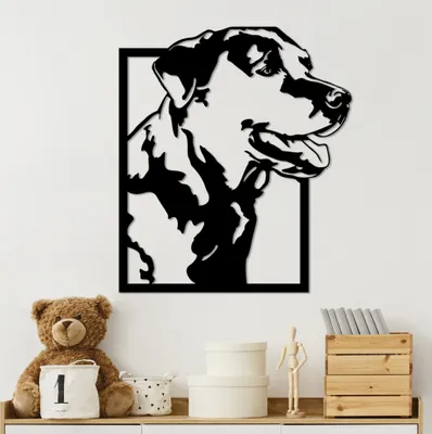 Image de Wallity, Black Lab, accessoire mural décoratif en métal, noir, 100 % METAL, 41 x 53 cm
