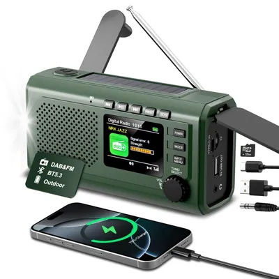 Productafbeelding van Draagbare DAB/DAB+ FM-radio met bluetooth, noodradio met zwengel