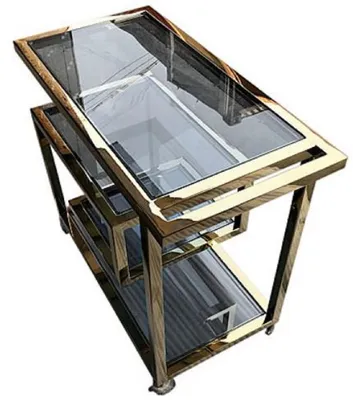 Image de Casa Padrino Chariot de service de luxe or / noir 83 x 42 x H. 78 cm - Trolley en acier inoxydable avec vitres teintées - Accessoires de luxe